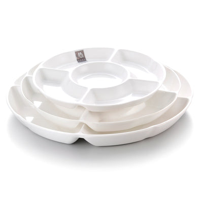 14 Inch White 5 Compartment Melamine Fruit Plates 31214GC