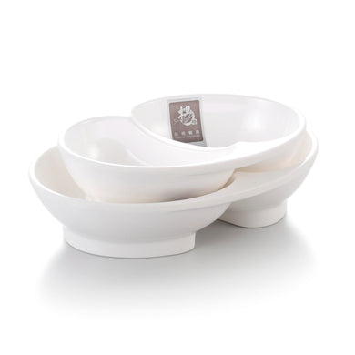 Oval White Divided Melamine Serving Bowl 348GC