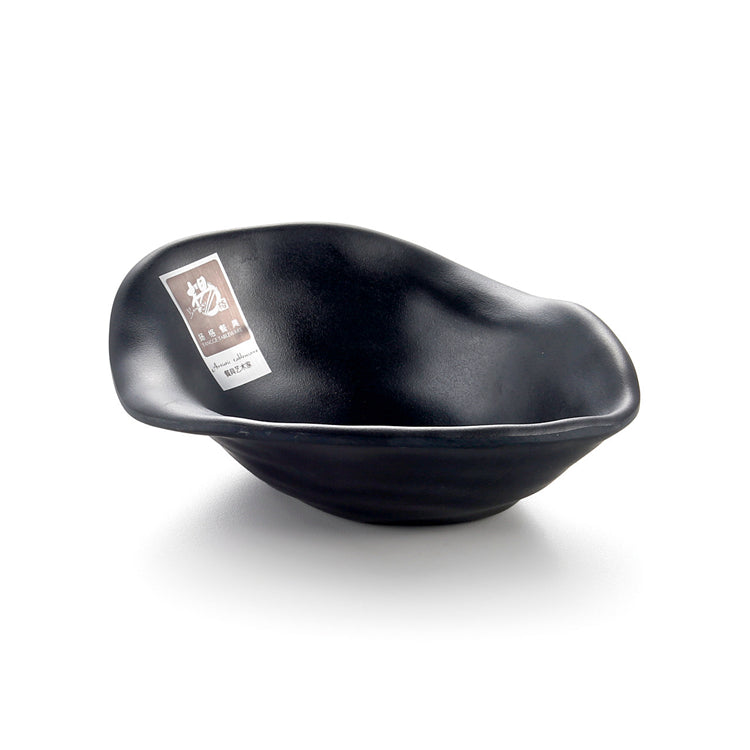 6 Inch Black Matte Melamine Irregular Bowl 216MS