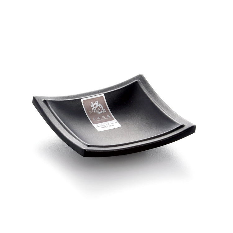 3.8 Inch Black Matte Melamine Square Sauce Bowl 938MS