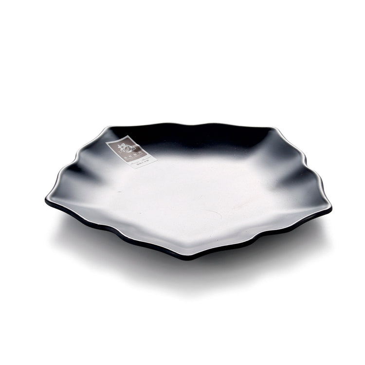 8 Inch Black Matte Pentagonal Melamine Food Plate P0080MS