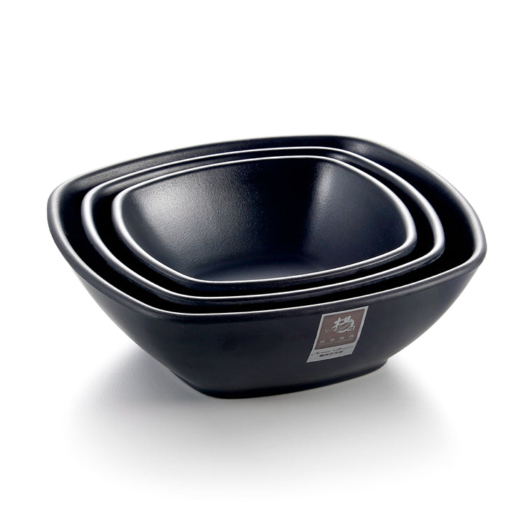 5 Inch Matte Black Melamine Square Bowls W1505MS