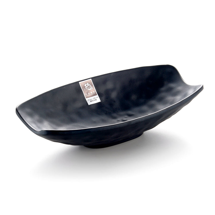 10 Inch Black Matte Melamine Oval Deep Plate YG140059MS