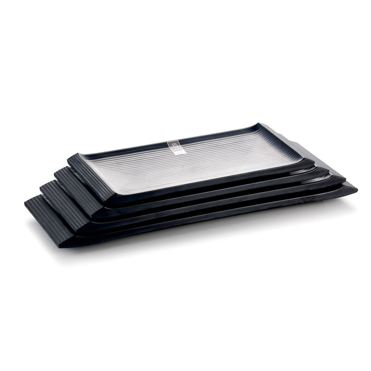 14 inch Black Flat Elegant Trays with Lid - 25 Pack (370147)