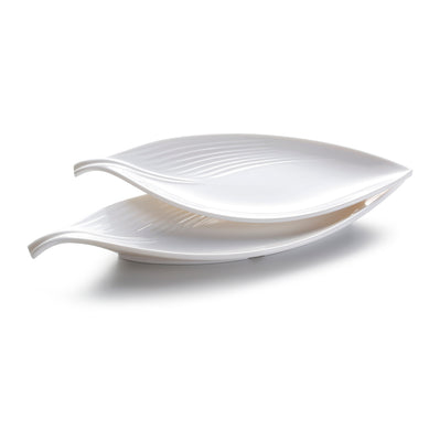 12 Inch White Melamine Leaf Shaped Plates JMC196YJC