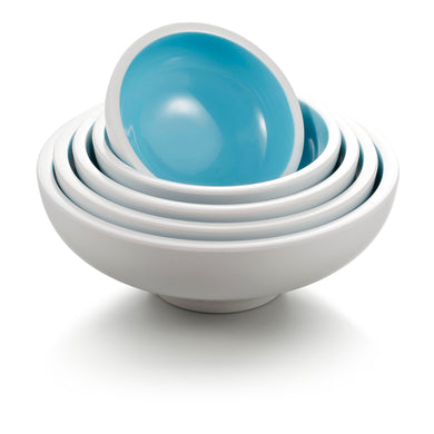 5.5 Inch Cyan and White Round Melamine Bowl BT18019QBSS