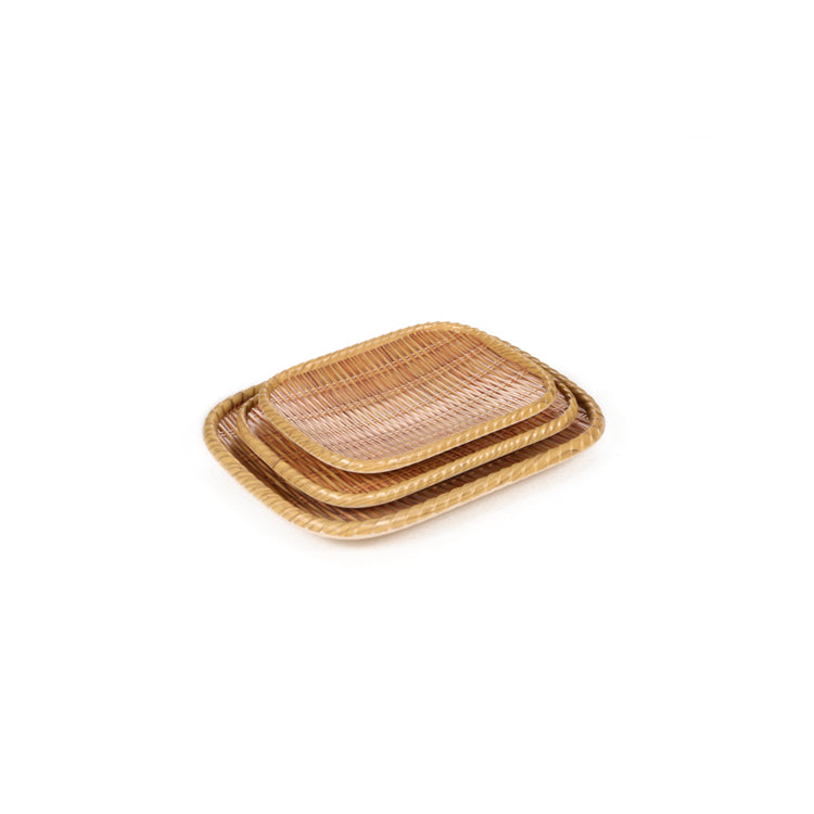 8.7 Inch Bamboo Rectangular Melamine Plates Set 1371308HZB